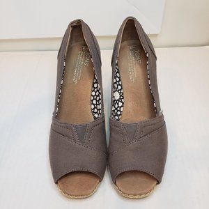 TOMS Michelle Open Toe Canvas Rope Wedge Sandal Size 9